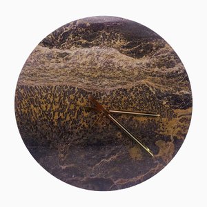 Wanduhr aus Marmor in Schwarz & Gold von Euromarmi Store