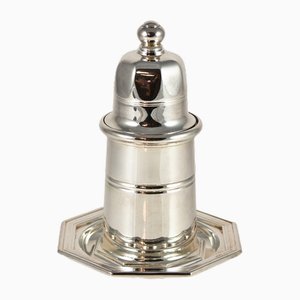 Villars Pepper Mill with Coaster in Silver-Plating from Christofle, 1980s, Set of 2