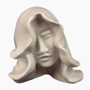 Vintage Majolika Skulptur mit Frauengesicht, 1960er