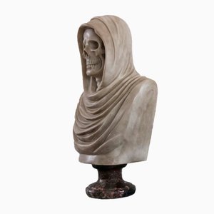 Artista italiano, Busto Memento Mori, siglo XIX, Mármol de Carrara