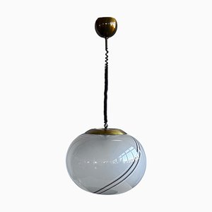 Lampada a sospensione Mid-Century ellissoidale in vetro di Murano, anni '70
