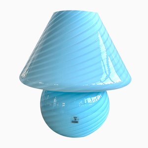 Lampada da tavolo Mid-Century grande a forma di fungo in vetro di Murano blu di Vetri Murano, anni '70