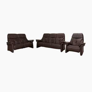 Musterring Three-Seater Sofa Set in Leather, Set of 3