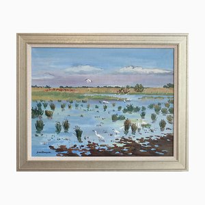 Yves Brayer, Le Printemps en Camargue, 1960s, Huile sur Toile
