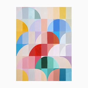 Natalia Roman, Hot Air Balloon Flight Geometric Landscape, 2024, Acrylic on Canvas