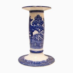 Late 19th Century Dountons Willow Porcelain Cnadlestick, England, 1850s