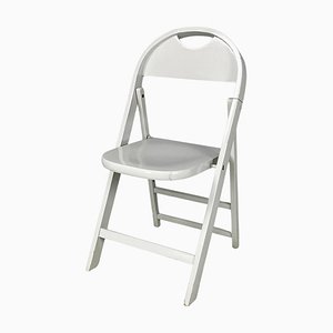 Silla plegable italiana Mid-Century moderna de madera en gris atribuida a Castiglioni para Hille, años 60