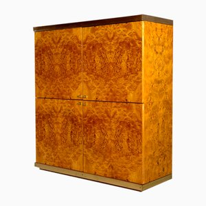 Exklusiver lackierter Barschrank aus Wurzelholz & Messing, 1970er