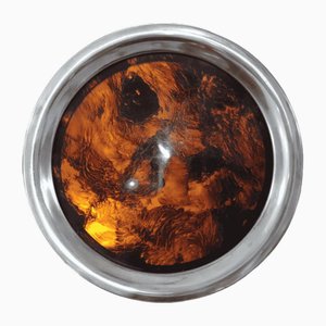 Rundes Tablett aus Bakelit & Silber von Rede Guzzini, 1970er