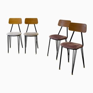 Sedie in velluto beige, Italia, anni '60, set di 4
