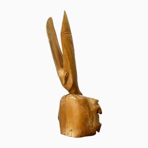 Figurine Chauve-Souris Vintage en Bois Sculpté à la Main, 1970s