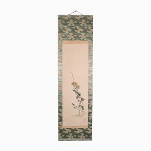 Tall Japanese Silk Cotton Scroll Painting, 1920s