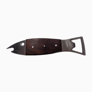 Apribottiglie a forma di pesce in palissandro e acciaio inossidabile di Carl Auböck, anni '60