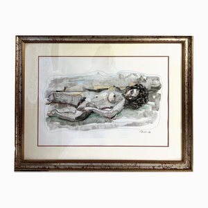 F Scurti, Akt, 1980er, Aquarell