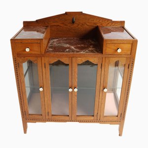 Dutch Art Deco Amsterdam School Tea Cabinet / Display Cabinet with Faux Marble, 1930