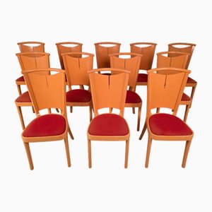 Orangefarbene Stühle von Joamin Baumann für Baumann, Paris, 1970er, 12 Set