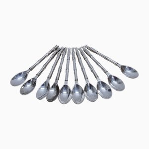 Vintage Silver-Plated Bamboo Motif Teaspoons, 1980s, Set of 10