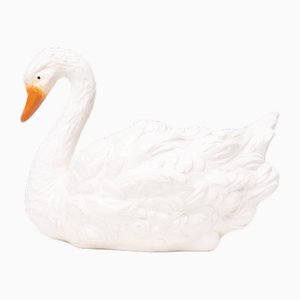 Antique Ceramic Swan Jardiniere from Capodimonte, 1880