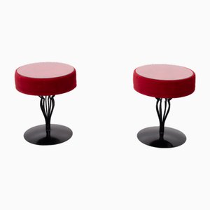 Vintage Red Velvet Side Tables from De Ster Gelderland, 2000, Set of 2