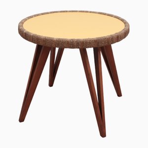 Round Beech and Straw Side Table by Augusto Romano, 1940s