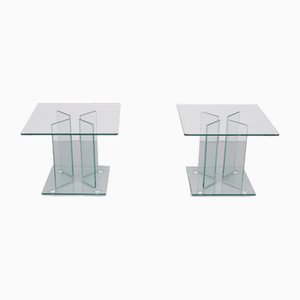 Vintage Glass Side Tables, 1980s, Set of 2