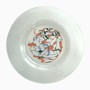 Assiette d'Artiste Mid-Century en Verre, Italie, 1960s