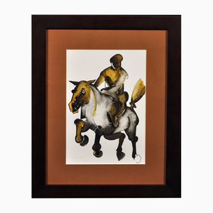 Geoffrey Key, Horse and Rider, 1988, Watercolour, Framed
