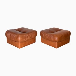 Leder Pouf, 1970er, 2er Set
