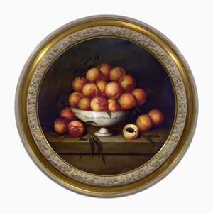 Salvatore Marinelli, Still Life with Peaches in a Bowl, 1980s, Oil on Canvas, Framed