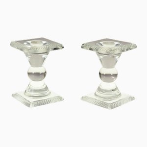 Portacandele Lalique in cristallo, Francia, anni '70, set di 2