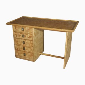 Dal Vera zugeschriebener Rattan Schreibtisch, 1970