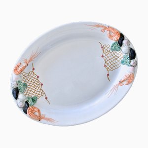 Very Large Shellfish and Lobster Dish in Portuguese Majolica, 1980s