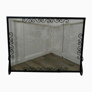 Parafuoco grande in ferro battuto, fine XIX secolo