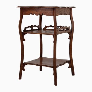French Art Deco Side Table in Full Oak, 1920