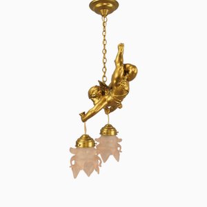 Plafonnier Ange en Métal Doré, 1910s