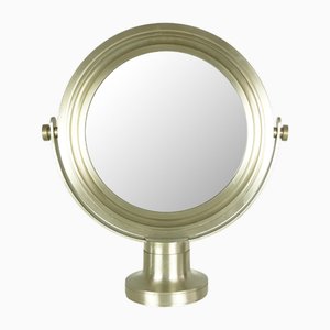 Italian Nickel-Plated Brushed Metal Table Mirror, 1960s
