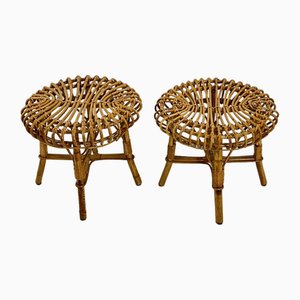 Set of Mid-Century Bamboo Stools in the style of Franco Albini, 1960s