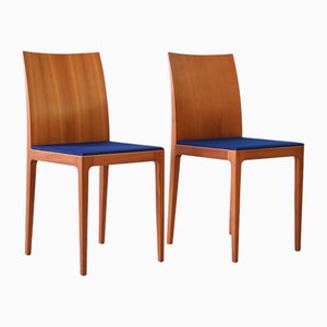 Set of Scandinavian Chairs with Blue Seat, 1960s