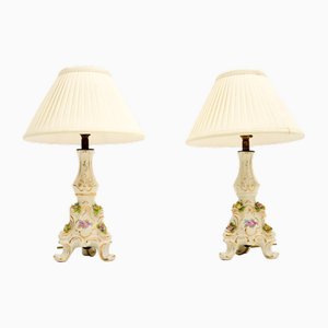 Lampes de Bureau en Porcelaine de Dresden, 1930s, Set de 2