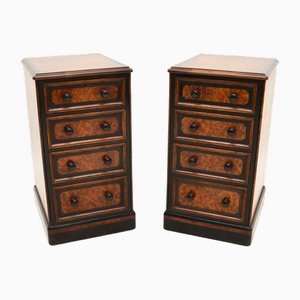 Commodes de Chevet Victorienne en Amboine, 1860s, Set de 2