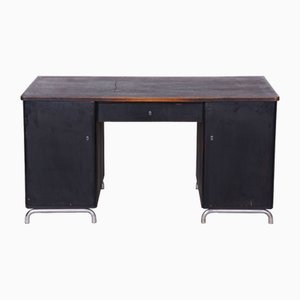 Art Deco Writing Desk in Chrome & Oak attributed to Robert Slezak, Czech, 1930s