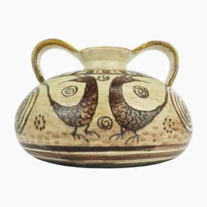 Mid-Century Italian Double-Handle Ceramic Vase from Vitali, 1970s