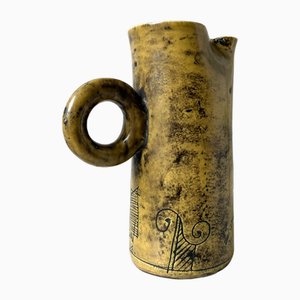 Jarra de cerámica esmaltada en amarillo de Jacques Blin, años 60
