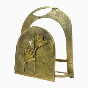 Art Deco Brass Magazine Rack, 1960s