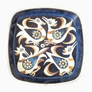 Quadratische Baca Line Schale aus Fayence von Nils Thorsson für Royal Copenhagen, 1970er
