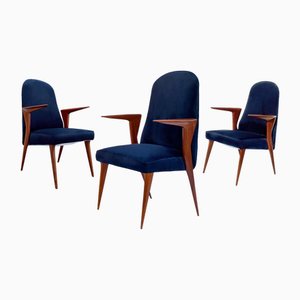 Mid-Century Italian Chairs with Armrests attributed to Vittorio Dassi for Dassi Mobili Moderni, 1958, Set of 3