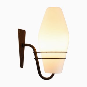 Large Outdoor Lamp in Metal and Opal Glass