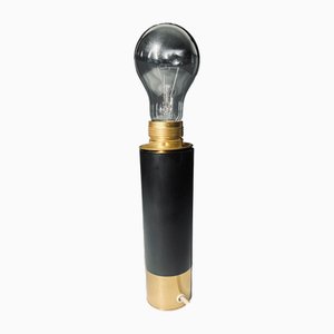 Lampada da tavolo in metallo verniciato nero e ottone di Stilnovo, Italia, anni '50