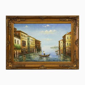 View of Venice, Late 20th Century, Oil on Canvas, Framed