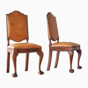 Set of Amsterdam Side Chairs in Patinated Cognac Leather from T Woonhuys, 1930s
